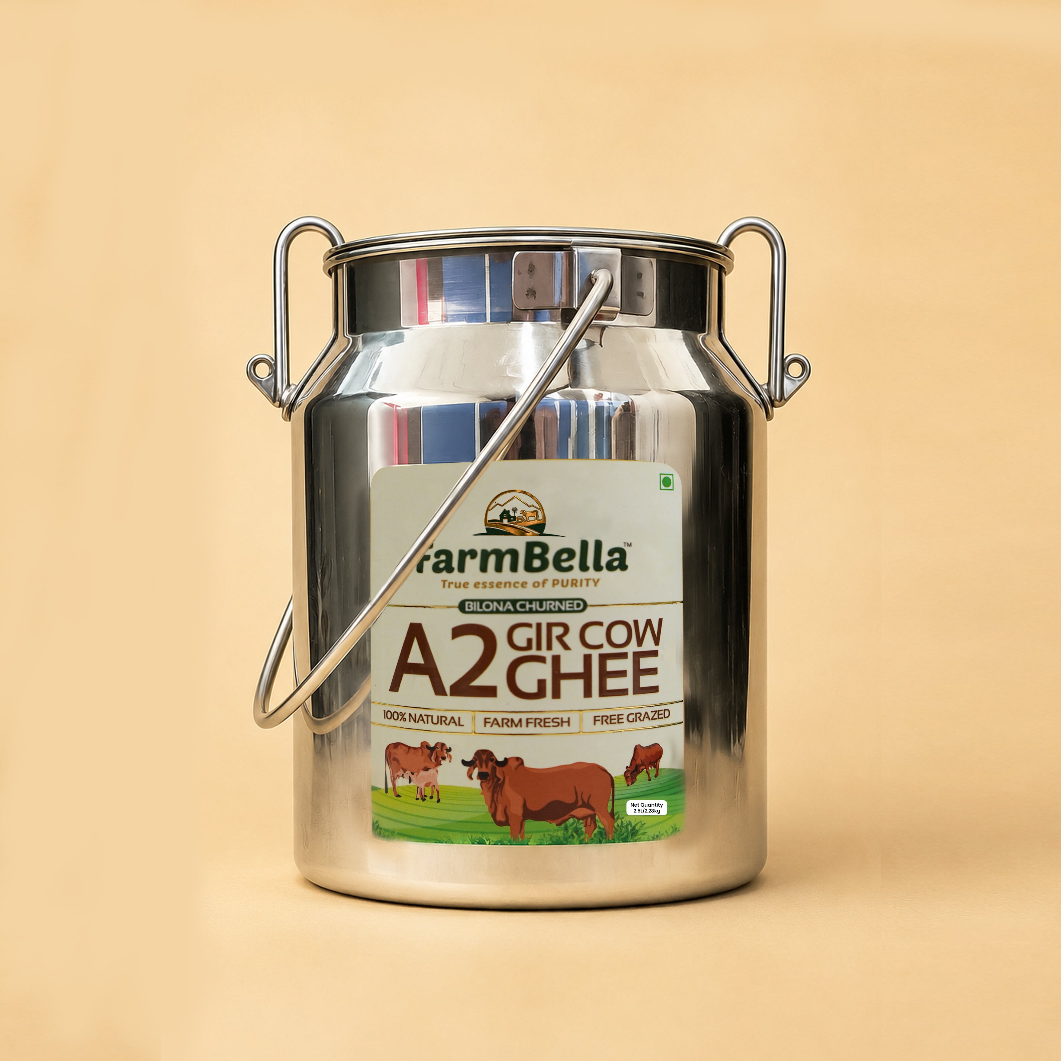 A2 Gir Cow Ghee Dolchi- Made From Curd 2.5Lt.