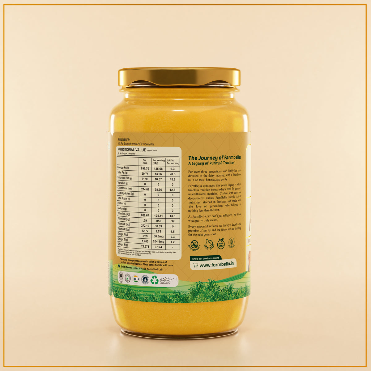 A2 Gir Cow Ghee - Made From Curd (1000ml)