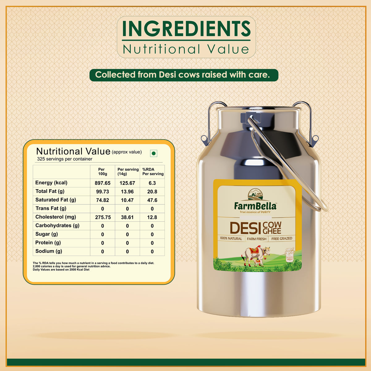 Desi Cow Ghee Dolchi - 2.5Lt.
