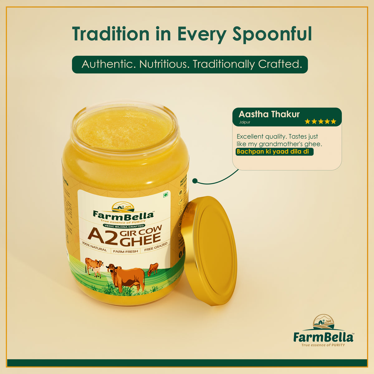 A2 Gir Cow Ghee- Made From Curd (500ml)