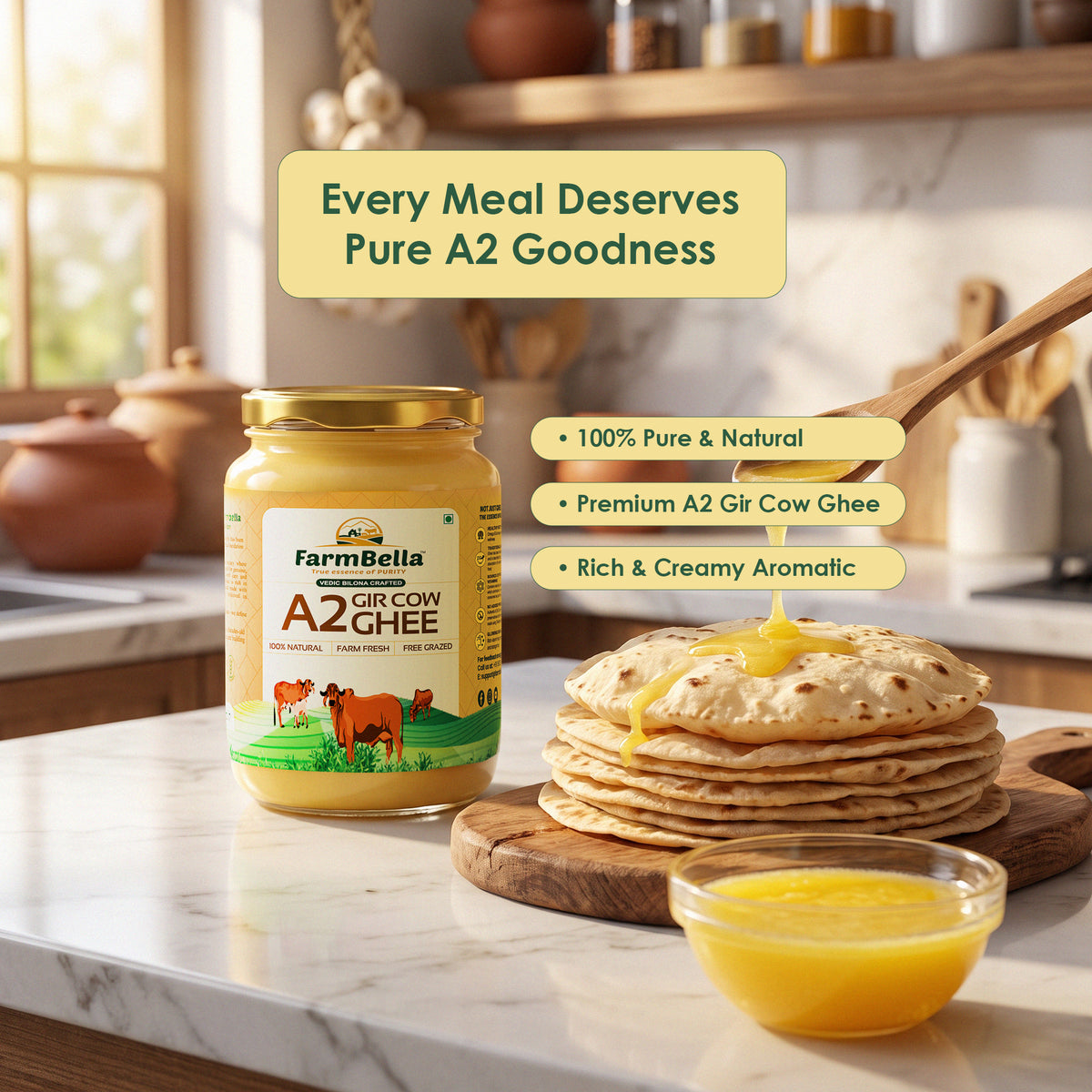 A2 Gir Cow Ghee- Made From Curd (500ml)
