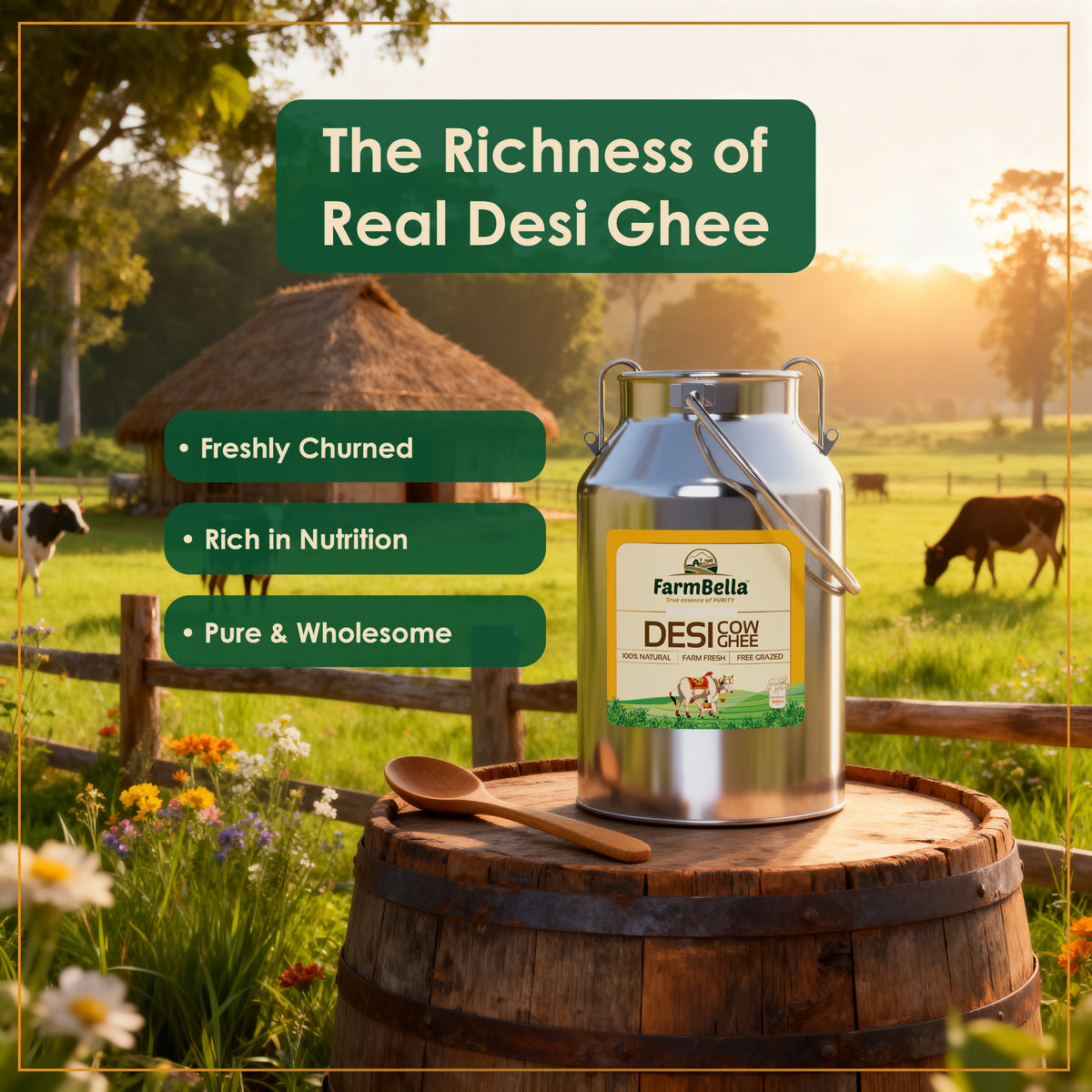 Desi Cow Ghee Dolchi - 5Lt.
