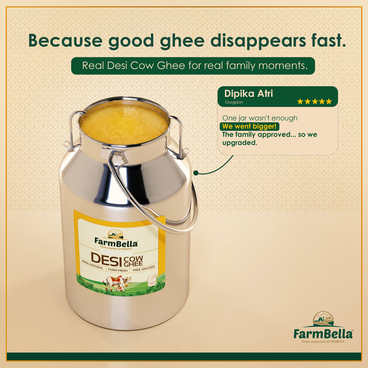 Desi Cow Ghee Dolchi - 5Lt.